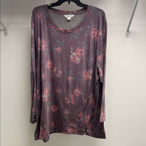 Coldwater Creek Mauve Floral Long Sleeve Top - Picture 1 of 5
